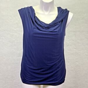 Coldwater Creek Sleeveless Draped Cowl Neck Sleeveless Tank Navy Blue Size XL 16